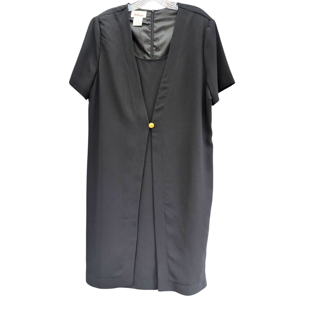 Worthington Black Tailored Sheath Dress Women's 18 Button Jacket Dress Career